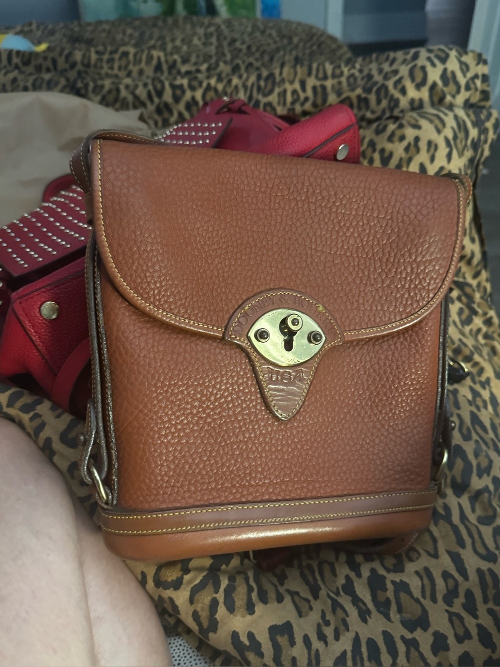 Coach Brown Pebbled Leather Crossbody with Gold Tone Lock